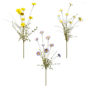 Flores decorativas 8 Cabeça 55 cm Daisies Artificial Flower Branch Simulação Sun Catchers Picks Daisy para decorações de festas de casamento para quarto de casa