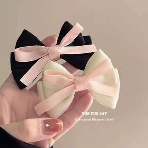 Bow Tie Ribbon Clip for Women 2023, New French Style Hair Sweet and Girl Heart, Cute Edge Clip, high-end huvudbonader