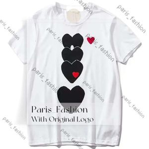 Play Commes Des Garcons Male and Female Couple Long Sleeve T-shirt Designer Embroidered Red Heart Love Black and White Stripes Loose Short Sleeve Plus Size 533