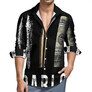 Mäns avslappnade skjortor dollar kokaina gata stil skjorta män pablo escobar höst lösa blusar långärmad design överdimensionerade toppar