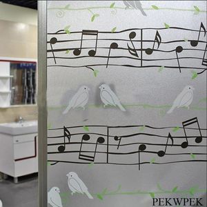 Adesivos de janela funcionários de música estática cling porta deslizante quarto banheiro quarto de vidro fosco de vidro decorativo adesivo para 45-90cm