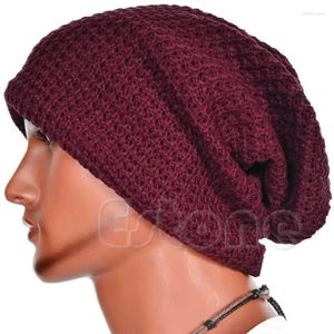 Boinas, homens unissex, homens tricotaram gorro folgado de inverno e chapéu de esqui de tamanho grande