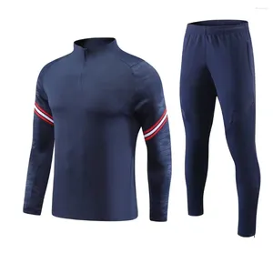 Gymkläder Män och barn Sport Set Boy Girl 066 Fans Half Zipper Jacket Training Wear Games Jerseys Football Kit Tops Byxor