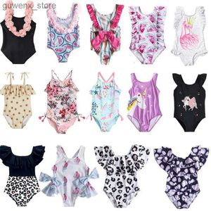 Endelar En bit badkläder Baby Girl Floral Strap Swimsuit Swime Swiming Swime Children Little Girls Summer Semester Beach Bikini Y240412Y2404173W8I