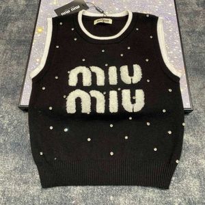 Women's Knits & Tees Mm Home Early Autumn Heavy Industry Nail Diamond Tank Top Towel Embroidered Letter Three Dimensional Knitted for Women