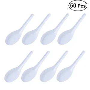 Одноразовая столовая посуда 50/200/300pcs Home Kitchen Plound Soup Spoons Spoons Азиатские инструменты Spoon Scoop White