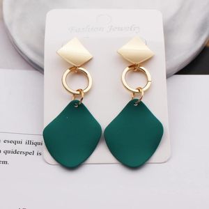 Dangle Earrings Morandi Colored Geometric Metal Lacquer Fashionable Niche Wholesale For Women