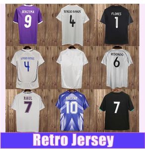 98 99 Raul Mens Real Madrids Retro Soccer Jerseys Ronaldo Alonso Seedorf Zidane R.Carlos Kaka 'Sergio Ramos Home Away målvaktens fotbollsskjorta uniformer