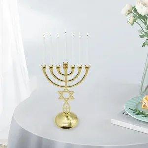 Titulares de vela Judaica Candlestick Metal Holder 7 Presente de férias de filial para decoração do armário de prateleira