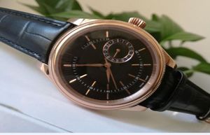 Высококачественные роскошные наручные часы Cellini Date Watches Men039S 39 мм 18K Rose Gold 50515 Black Mechanical Mens8576237