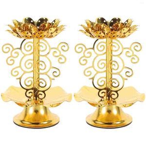 Titulares de velas estatuetas de estilo de castiola para lotus lotus manteiga base de liga de liga de liga de chá decorativa decorativa