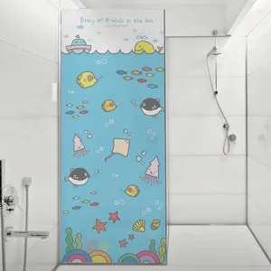 Fönsterklistermärken Anpassad integritetsfilm Ocean World Children's Room Glass Sticker Statisk badrumsdörrlimfri Solskyddsmedel Opaka dekal
