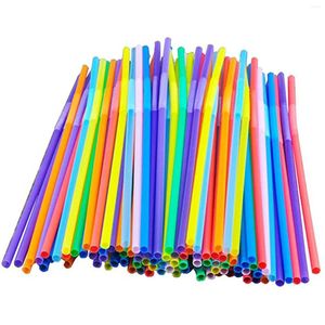 İçme Pipetleri 1000 PCS Tek Kullanımlık Renkli Ekstra Uzun Parti Dekorasyonları Esnek Plastik