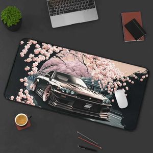 Muskuddar handled vilar skrivbord matta nissan skyline gtr bil mousepad 900x400 japansk skrivbord matta xxl gaming mus pad cherry blossoms