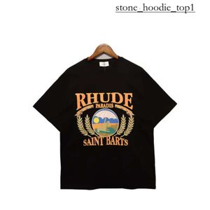 Rhude Hip Hop Streetwear Designer Mens T Shirt Trendy Rhude Shirt Wysokiej jakości krótkie rękawowe graficzne odzież Szybka sucha koszula Rhude Polo Tee 7329