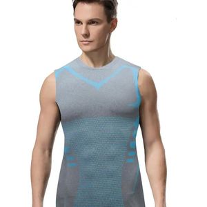 男性用のスリムなタンクトップジムアスレチックマッスルシャツフィットネスノースリーブトレーニングTシャツエクササイズボディービルワークアウト240415
