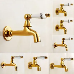 Bathroom Sink Faucets Gold Brass Basin Faucet Kitchen Garden Taps Wall Mounted Lavatory Mop Water Tap Washing Machine