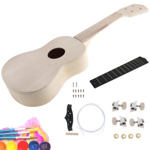 Cables 21Inch Simple DIY Ukulele DIY Kit Tool Hawaii Guitar Handwork Support Painting Children's Toy Assembly for Amateur Dropshipping