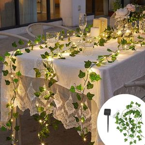 Strängar 20/50/100 LED -batteri Ivy String Lights Waterproof Solar Christmas Garland Home Fairy Garden Wedding Party Outdoor Indoor Decor