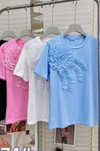 Kvinnors T-skjortor Flowers Stitch Short Sleeve Cotton T-shirt ungdomlig kvinna Kläder T-shirts för kvinnor Summer Tops Tees Clothing Sales