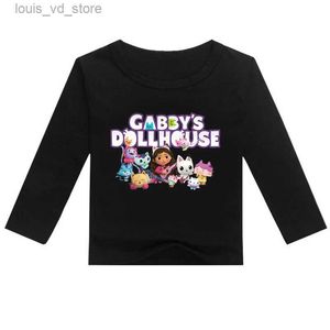 Kläder sätter gabbys dollhouse vårflickor kläder gabby katter pojkar skjorta kläder barn t-shirts casual långa ärmar skjorta barn toppar t240415