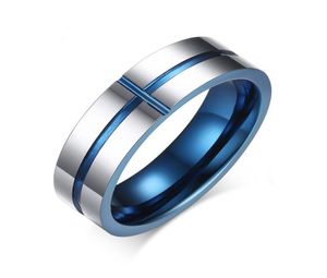 Blue Color Fashion Simple Men's Rings Ringi di gioielli ad anello in acciaio Tungsten per uomini ragazzi J0303487390