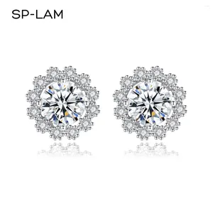 Kolczyki stadnorskie SP-lam Silver Diamond Luksus Morsanite Earing Wedding Sterling 925 Fashion Flower Ladies Woman 2024