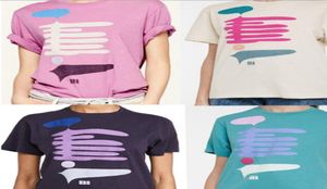 Women 21ISA MAR Tshirt tops tees geometry letter Doodle print short sleeve slubby cotton loose summer Highquality temperament1348125