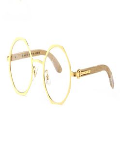 Luxus volle Rahmen runde Sonnenbrille mit Beige Bambusholz Sonnenbrille Sommerstile Buffalo Hornbrille für Männer Frauen mit Origin6021592