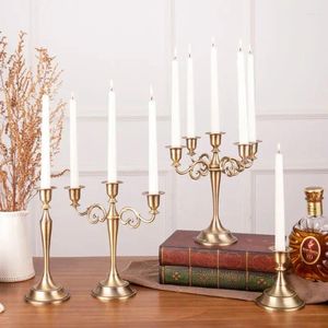 Candle Holders Silver/Gold/Black/Bronze 5 Arms Metal Holder Candlestick Candelabra Stand Wedding Home Decoration G99A