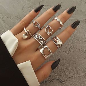 Personalized Style Geometric Alloy Creative Love Made Old Joint Ring