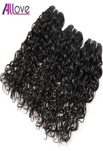 Allove 10a Water Wave 3 пучки бразильские волосы перуанская волна тела дешевые малазийские человеческие волосы наращивания индийские Whole112914
