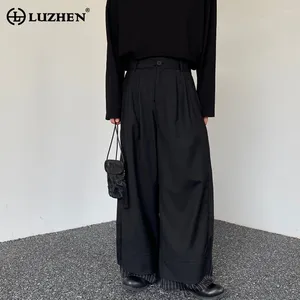 Men's Pants LUZHEN Spring Stylish Stripe Splicing Wide Leg Original Personality Street High Quality Straight Trousers LZ2811