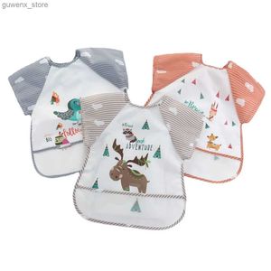 Bibs Burpe panos de desenho animado ajustáveis Baby Baby Impermeável colorido Bibs mangas babador infantil infantil de manga comprida Avental CoverAll Feeding Apron Y240415Y240417