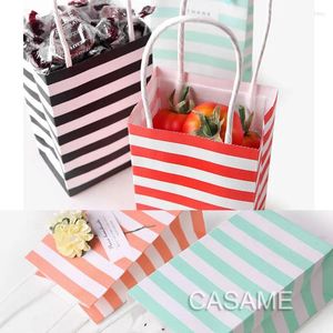 Gift Wrap 10pcs Mini Bag With Handles Ribbon Stickers Stand Up Small Candy Bags Wedding Favors Birthday Decoration Party Supplies