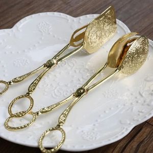 Mat Tong Gold-Plated Snack Cake Clip Sallad Bread Pastry Clamp Baking Barbecue Tool Fruit Salad Cake Clip Kitchen redskap