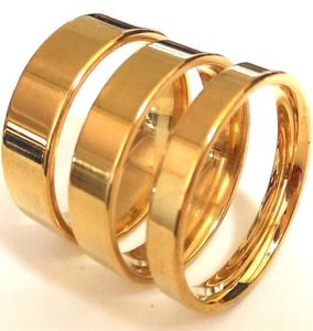 Lotto di massa 100pcs Gold Mix di 4 mm 6 mm 8 mm Anello di fascia in acciaio inossidabile anello unisex Impegno per matrimoni Amanti Finger Anghio