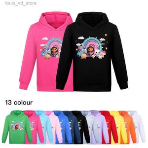 Hoodies Sweatshirts Gabby Cats Kids Hoodie Toddler Girls Gabbys Dollhouse Clothes Baby Boys Long Sleeve Sweatshirt Spring Autumn Childrens Clothing T240415