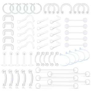 5st Clear Piercing Retainers Septum Retainer Studs Flexible Lip Ear Nose Tongue Ring Nipplering Brosk Rook Daith Horseshoe 240409