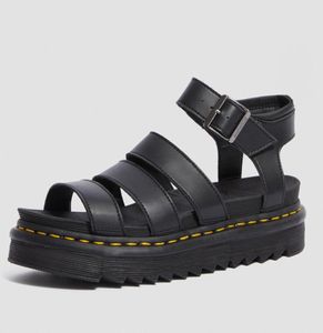 Luxury designer sandals women black summer causal shoes comfortable genuine leather buckle dr martin platform sandals size 35-406556065