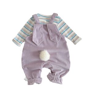 2024 Baby Bodysuit Rabbit Fashionable Small Set Spring Dress Girl Spring And Autumn Bottom Shirt Backband Pants Two Piece Set