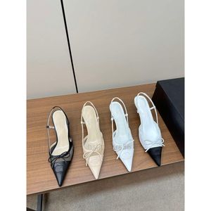 Top Quality Women Pumps High Heels Pointy Bow Mesh Sexy Sandals Luxury Fashion Slingback Classic Kitten Heel Designer Women High Quality Single Shoes Big Size