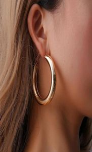 Hoop Huggie Aço inoxidável Big Bounds Earrings Gifts For Women Styles Gold Color Circle Creole3702892