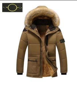 stone jacket island plus size coat Men's brand designer down winter thickening outdoor windproof warm large fur collar long cp jackets poi34