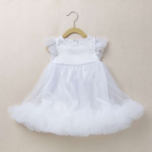 Mädchen ärmelloses und Sommerkleid neuer westlicher Stil Spleiß weißes Netz Kinderkleid Baby Prinzessin Kleid