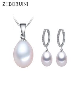 Zhboruini Pearl Jewelry Set Natural Freshwater Pearl Necklace Drop Zircon Earrings 925 Sterling Silver Jewelry for Women Gift6196855