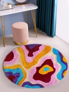 Dywany retro coloful groovy okrągły ręcznie robiony dywanik do salonu sypialnia puszysta pluszowe koło abstrakcyjne strefa sztuki
