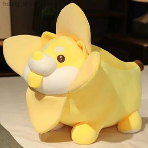 Plyschdockor 25 cm banan shiba inu hund söt frukt fairy anime plysch leksak fluffy fylld mjuk docka kawaii kudde baby barn leksaker gåva y240415