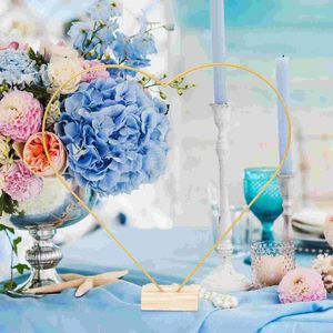 Dekorativa blommor älskar Garland Hoop Table Candles Wedding Metal Flower Stand Desktop Hoops Decorations Wreath Frame Centerpiece Wood Heart