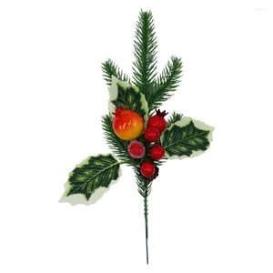 Fiori decorativi imitazione pino cono verde foglia rossa decorazione natalizia decorazione in plastica di plastica offerta ghirlanda fai -da -te pineneedle